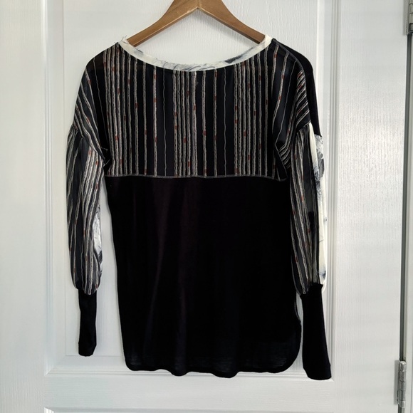 Tiny Raye Floral Stripe Jersey Top XS Black Anthropologie - Picture 4 of 9
